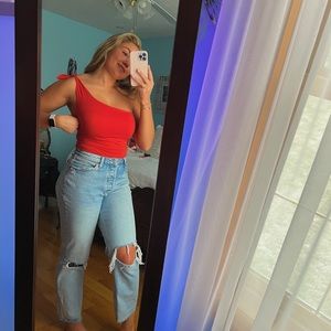 One shoulder tie bodysuit!